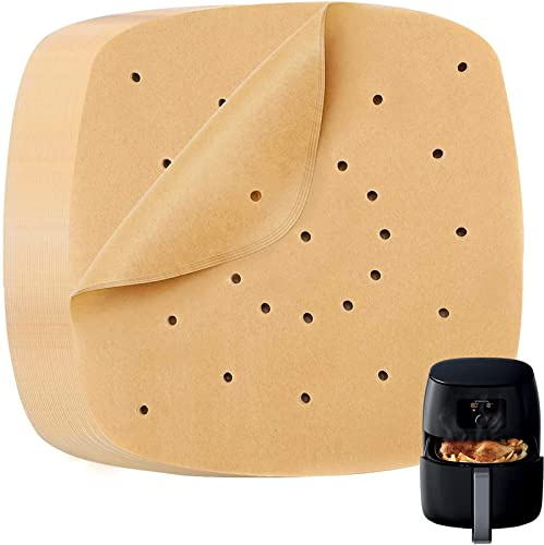 100 Stück Air Fryer Paper, Airfryer Backpapier Für Heißluftfritteuse, Perforiertes Luftfritteuse Pergamentpapier,Hitzebeständig Antihaftbeschichtet Pergamentpapier Für Pizza,Ofen,Bratpfanne,8 Zoll