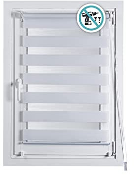 STOR PLANET 68202 Clip&Fix Plissee Nacht und Tag weiß 120 (B) x 180 (H) cm, bunt