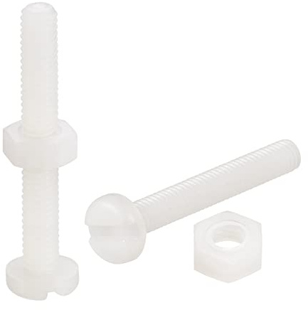 sourcing map 20 Pares Nylon Tornillo Tuerca Surtido para Maquinaria Blanco | M4x30mm Ranurados Plana Cabeza Tornillos y M4 Hexagonal Tuercas, Electrónica