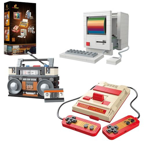 JMBricklayer Retro Haushaltsgeräte Bausteine Set, 20132 Vintage Computer Radio Spielkonsole Klemmbausteine, Haus Deko Bausatz, Retro Spielzeug für Erwachsene und Jungen