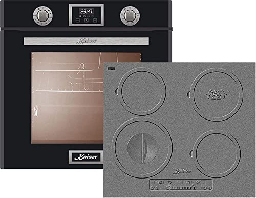 Kaiser Ensemble four EH 6326 SP + KCT 6705 I, Four électrique, Autonome, 79L, Autonettoyant, Tournebroche, 10 Fonctions,+cuisinière encastrable, 4 zones de cuisson