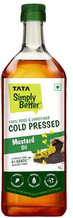 Tata Simply Better Huile de moutarde pressée à froid 100 % pure et non raffinée 1 l