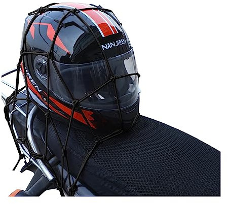 JNNJ Filet à Bagages Elastique, 30 X 30cm Filet de Bagage de Moto & Vélo, Filet pour Casque Moto avec Crochet, pour Vélo Moto Fixer Casque Bagage Cartable Sac Filet Transport(Noir)
