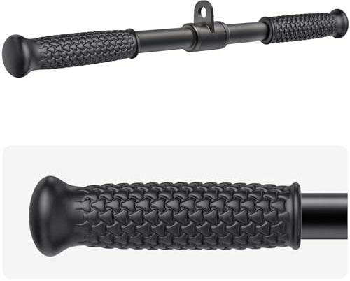 SELEWARE Trizeps-LAT-Pulldown-Aufsätze, Heim-Fitnessstudio, Workout-Zubehör mit rutschfestem weichem Gummigriff, Kabelmaschinen-Aufsätze, Trizepsseil, Doppel-D-Reihengriff, Pull-Down-Stange, gerade