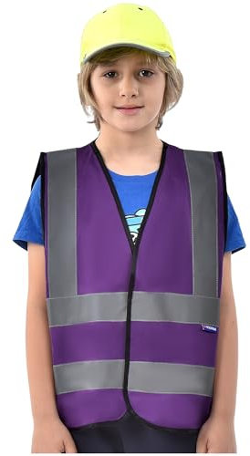 AYKRM Warnweste Kinder lila Sicherheitsweste für Kinder Warnweste Reflektierendes WarnschutzWeste Lila 2-5 Jahre