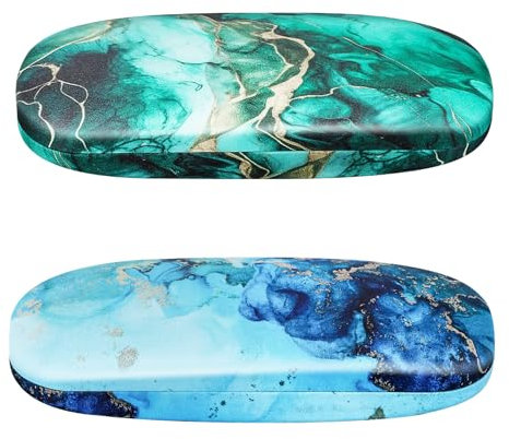 Camptrip 2 Stück Hardcase Brillenetui, Brillenbox Hartschalen Brillenetui Tragbar Brillen Etui,Geeignet für Damen,Herren,Kinder