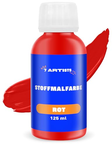 7 Artists Textilfarbe Rot 125 ml – Stoffmalfarben Waschfest für Kleidung, Sneaker & Leder | Permanent Textilfarbe Waschmaschinenfest | Stofffarbe ohne Bügeln für T-Shirt, Jeans & Taschen