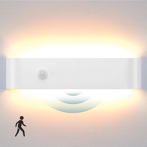 Lightsjoy Aplique Pared Interior LED 18W 40CM con Sensor Movimiento Lámpara de Pared Aluminio Moderna Arriba y Abajo para Escalera, Dormitorios, Pasillos, 1800Lumen (Blanco Cálido 3000K)
