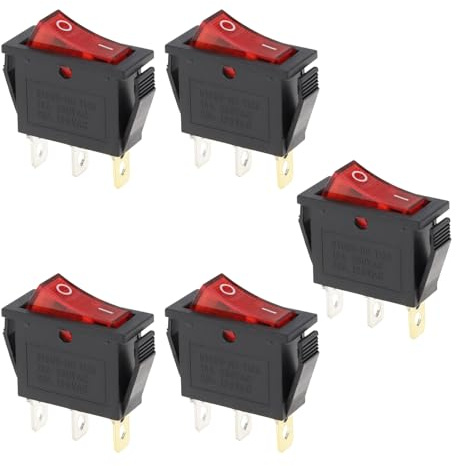 OTOTEC 5 Stück 3-poliger EIN/AUS-Schalter für Camping-Kühlschrank 12 V 20 A 220 V Kippschalter für Kleine Haushaltsgeräte Schalter Rot 31 X 13,6 Mm