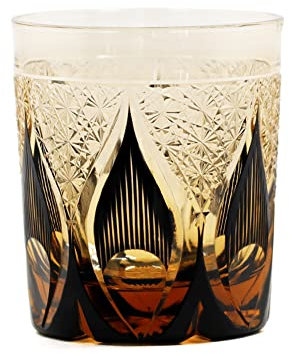 MMRTDJDR Verre en Cristal tchèque de Bohême délicat soufflé à la Main, coupé à la Main pour verrerie Transparente, Style Tasse à Eau, Coffret Cadeau 9 oz (Noir)