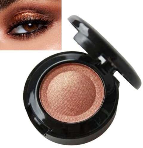 Golden Brown Eyeshadow - Highly Pigmented Pearl Shimmer with Mirror and Brush, Waterproof for Eye Make-Up