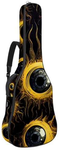 Gitarrentasche, 104 cm, doppelter verstellbarer Schultergurt, Akustikgitarre, Gigbag, Kunst, Halloween, Augäpfel, 2 Gitarrenkoffer, wasserdichtes Oxford-Gewebe, dicker Schwamm,