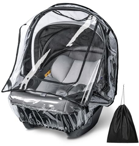bemece Car Seat Rain Cover, Baby Car Seat Rain Cover Universal with Side Ventilation and Quick-Access Large Window, Protected from Rain, Snow, Wind and Dust, Baby Travel Accessories