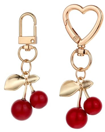 Tucnoeu 2PCS Bag Charms, Kirsch Taschen Anhänger, Schlüsselanhänger Kirsche, Kirsch Bag Charm für Damen Geldbörsen, Taschen, Handtaschen, Rucksäcke, Auto, Rot