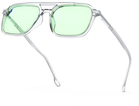 Goiteia Lunettes anti-lumière bleue pour femmes et hommes – Teinte vert claire – Protection UV – Soulage la fatigue visuelle liée aux écrans – Ultra légères avec charnières à ressort