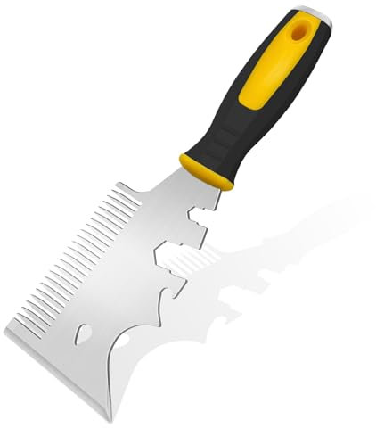 DEKEones 13-in-1 Paint Brush Comb, Stainless Steel Wallpaper Scraper, Heavy Duty Paint Roller Cleaner Tool for Sufficient Cleaning and Maintaining Paintbrushes & Rollers