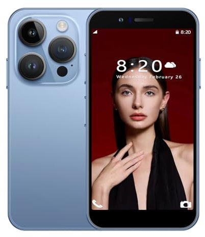 Unlocked 4G Mini Mobile Phone 3.0'' HD Small Screen,Android 10.0,Dual SIM Dual Camera,Face Unlock Student Pocket Cellphone (Blue)