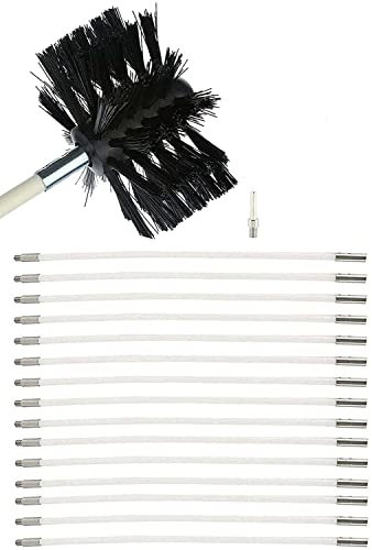 Schornsteinfeger-Set, Trockner-Entlüftungsreiniger-Set, 15,2 Cm/20,3 Cm Bürste, Schornsteinbürste, Ofen-Reinigungsbürste, Trockner-Entlüftungsreiniger-Set, Flexible kaminbürste stange set(15 Rods,410m