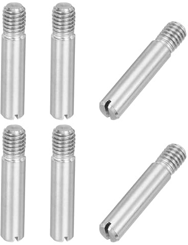 PATIKIL M6 x 30mm Schlitz-Zylinderstift 6 Stück 304 Edelstahl Dübel Außengewinde Schlitzstift Schraube Für Möbel Schrank Verbesserung Silberfarbe