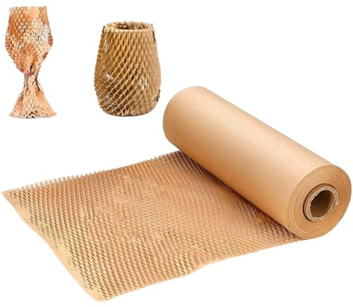 Cellular gift wrapping paper,corrugted(aseismatic) Packing Paper with Rope Fragile Stickers Shipping MovingS upplies Small Business Packaging Supplies Eco Friendly Bubble Wrap Packing (15''x130ft)
