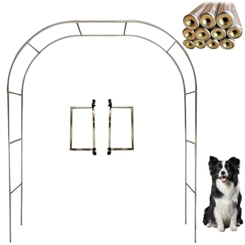 Arche de jardin d'extérieur et d'intérieur en acier inoxydable pour plantes grimpantes et roses 2,4 x 2,4 m (7,9 x 7,9 ft) Décoration d'arche de mariage durable et élégante Base de 19 mm