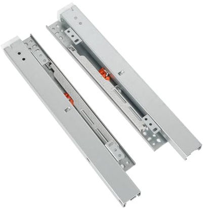 Auszugsschienen Bodenmontage Schubladenauszug, 1 Paar Unterflurführungen Schubladenschienen Vollauszug, Versteckte Softclose Geräuschlose Gleitschiene Teleskopschienen (Silber, 16inch400mm)