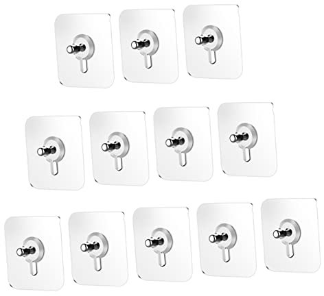 LOORGVEL Crochets à Vis Auto-adhésifs sans Trace 20 Pièces en Acrylique et Acier Inoxydable, Forte Capacité de Charge, Faciles à Utiliser pour Décoration Murale Salon et Salle de Bain