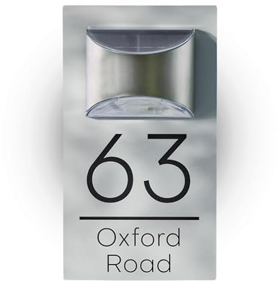 HOUSE SIGNS DIRECT - House Numbers Plaques With Solar Light House Signs Door Number For Wall With Light | Light Grey Name Plaques For Outside