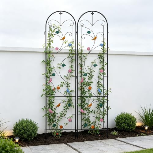 UNHO Lot de 2 Treillis Métal pour Plantes Grimpantes 214 × 98 cm