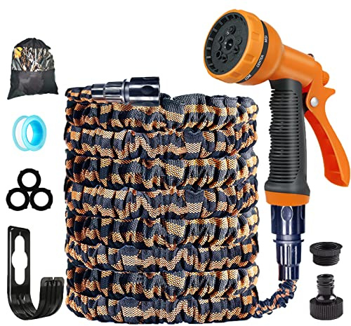 OGGO Garden Hose Pipe - Expandable Garden Hose 100ft,Expanding Hose Pipe with 10 Function Spray Gun | Flexible Hose Pipe with 3/4, 1/2 Fittings for Gardening
