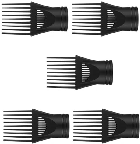 MAGICLULU Set 5 Pezzi Beccucci per Phon in Plastica Nera Riutilizzabili per Styling Chioma Lisci Concentratore per Asciugacapelli Accessorio Professionale per Utilizzo Quotidiano