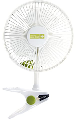 Garden HighPro Clip Ventilator ECO 15W, Ø15 cm, Weiß, leiser Umluftventilator, 2 Stufen, 200 m³/h, neigbar, starker Clip, 100% Kupfermotor, für Growbox & Indoor
