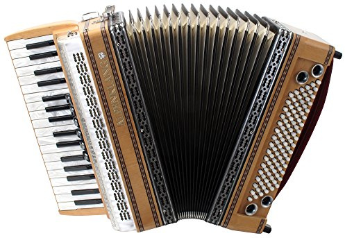 Alpenklang Pro Akkordeon III 96 (Tasten-Steirische, 34 Diskant-Tasten, 96 Bässe, Helikon-Bässe, weißer Balg) Erle
