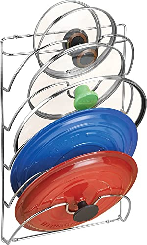 Pan Lids Holder and Organiser, Wall/Door Mounted Kitchen Cabinet Cupboard Saucepans Pan Lids Storage Rack Holder for Pot Covers & Pan Lids(Holds 5 Lids)