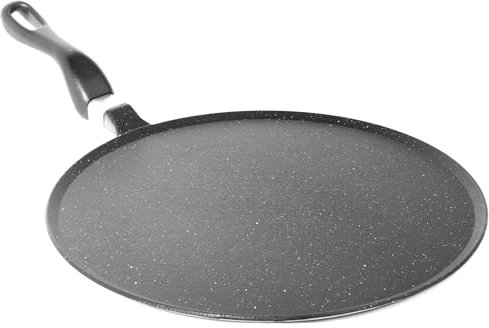 NAMAI - Padella Antiaderente 28 CM, Adatta alla Lavastoviglie, Alluminio Pressofuso, Pietra, Pentola Per Crepes, No Induzione, Made In Italy