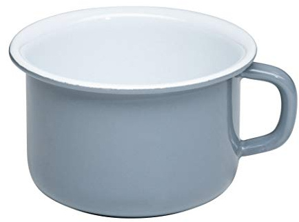 Riess, 0299-065, Kaffeeschale 10, Kaffeebecher, CLASSIC - PURE GREY, Durchmesser 10 cm, Höhe 7.4 cm, Inhalt 0.4 Liter, 0.241kg, Emaille, helles Grau, Induktion