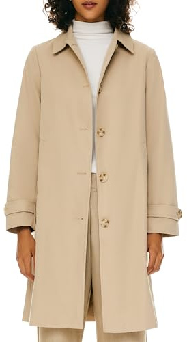 OROLAY Giacca a Vento Monopetto Medio Lungo da Donna Cappotto Trench Classico Capispalla Antivento con Risvolto Marrone L