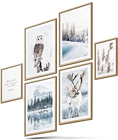 BLCKART Winter Wonderland Poster Set – Winter Deko Bilder für Wohnzimmer, Schlafzimmer & Flur – Weihnachts Wanddeko Poster