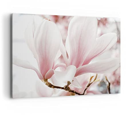 Stampe da Parete Moderne 100x70 cm Quadro su Tela Botanica Fiori - 4538 | Ramoscello Magnolia Fiore Quadro Decorativo 1 pezzo Soggiorno Camera da Letto Arte da Parete Decorazione da Parete ARTTOR
