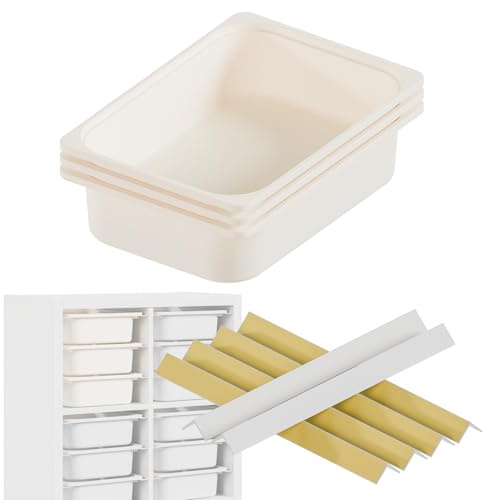 Clutter Cover Kallax Halterung für Trofast Boxen, Schienensystem für Spielzeug-Kiste, auch passend für Expedit Würfelregal (Mit 3x Box (weiß))