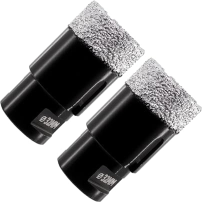 KURSTOL Diamond Core Drill Bit - 2pcs Diamond Hole Saw Diameter 32mm M14 thread for Dry Drilling Porcelain Ceramic Tile Granite Marble Stone Angle Grinder
