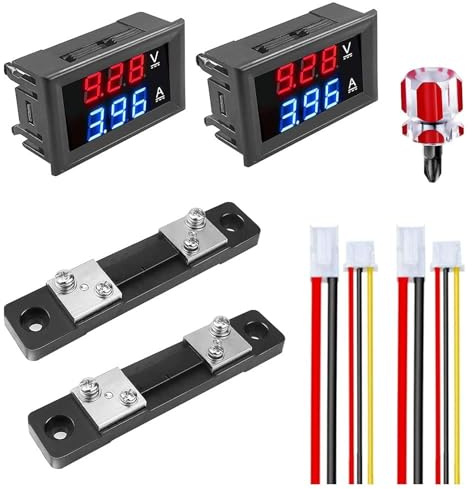 2 unidades DC 0-100V 50A Voltímetro Digital LED con pantalla de dos colores Voltímetro Amperímetro Multímetro MP Panel de medición con derivación y destornillador de cruz rojo