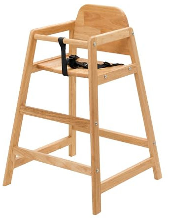 Kinderhochstuhl Holz Emma in Natur I Hochstuhl Baby mit 3-Punkt Sicherheitsgurt & Trittbrett I Stabiler Babystuhl ab 6 Monate I stapelbar & platzsparende Hochstühle I kippsicherer Kinderstuhl Holz