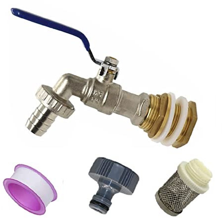 Kugelauslaufhahn 3/4 Zoll Kugel Auslaufventil rost- und frostsicherer Messing Wasserhahn, Auslaufhahn mit Schlauchverschraubung für Waschmaschine Garten Schlauch (3/4Auslaufhahn mit base+ Filtersieb)