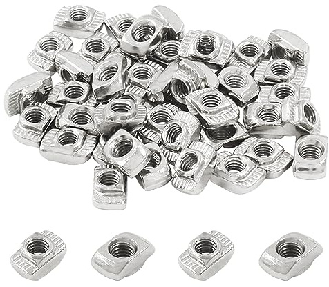 Zorveiio 100Pcs 2020 Series T Nuts Carbon Steel,M4 T Slot Nut Hammer Head Fastener Nut Assortment for Aluminum Profile