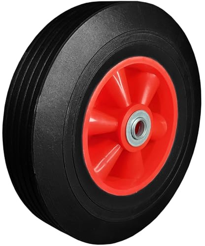 10 Wheel with 16mm Roller Bearings 255mm Solid Heavy Duty Rubber Tyre Puncture Proof Wheelbarrow Sack Truck Cart Wheel with 16mm Roller Bearings
