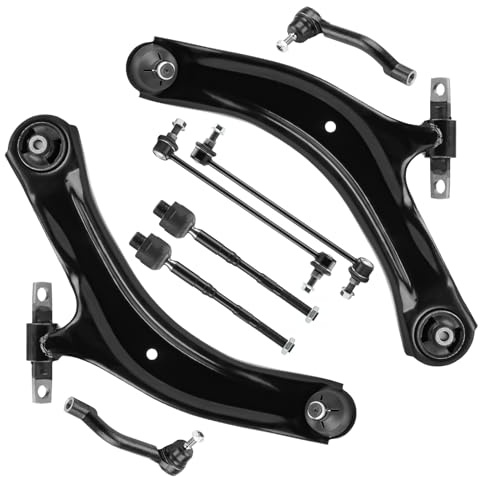 Front Lower Control Arm + End Link for Nissan Rogue 2008-2013 & Select 2014-2015, Sway Bar + Tie Rod, Driver & Passenger, Outer & Inner, 8Pcs Suspension Kit MS30194 MS30195 K750095 K750094