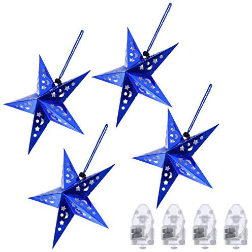Veemoon 1 Satz Weihnachtsstern leuchtet christbaumanhänger Christbaumschmuck zum Aufhängen Laterne Lampenschirm Weihnachtsanhänger Pentastar-Hängeleuchte aus Papier dreidimensional Charme