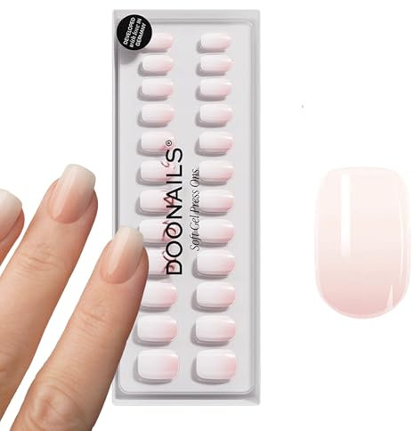 DOONAILS Soft Gel Press On Nails 30er Set Babyboomer Short Square Form Rosa Weiß Nägel zum Aufkleben Full Cover in Salonqualität Fake nails soft gel Short Natürliches & angenehmes Tragegefühl