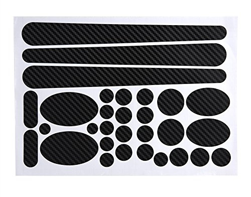 30pcs Bike Chainstay and Frame Sticker Protector Kit for Bikes,Carbon Texture Oval Circle Strip Decal Decorating Film (Carbon Fiber Style)
